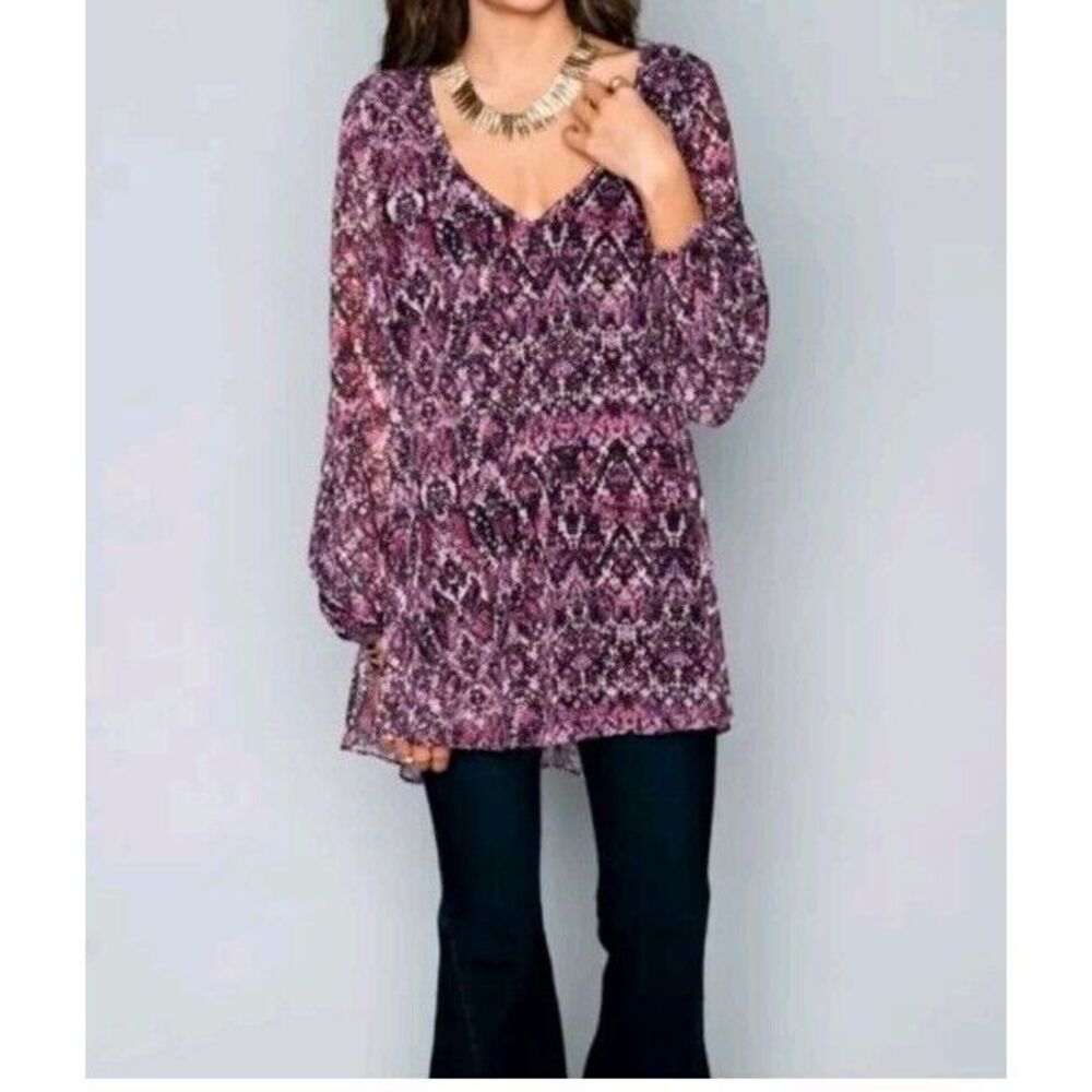 NWOT Show Me Your Mumu Tunic Dress Medium Womens Purple‎ Black Donna Michelle